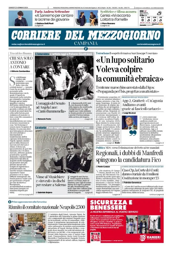 Prima-pagina-corriere del mezzogiorno-del-2025-01-23